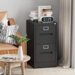 2 Drawer Mobile File Cabinet, Metal Under Desk Cabinet With Lock Name Card Holder For Office Home, Legal Letter Size, Assembly Required