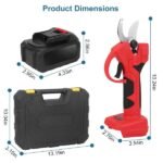 21V Electric Pruning Shears Cordless Tree Pruner Branch Cutter Gardening Scissors With 2 Pack Rechargeable Battery & Replacement Blade Set Red - Image 9