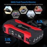 Car Jump Starter Booster 800A Peak 28000mAh 12V Battery Charger Up To 6.0L Gas Or 3.0L Diesel Engine With LCD Screen 4 Modes LED Flashlight - Image 6