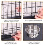 1Pc M Size Stainless Steel Dog Bowl Pets Hanging Food Bowl Detachable Pet Cage Food Water Bowl With Clamp Holder - Image 5