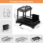 1Pc  2-Tier Dish Drying Rack For Kitchen Counter Space Saving Rustproof Dish Rack With Drainboard Detachable Kitchen Drainer Organizer Set With Utensil Holder Bowl Rack Dish Rack Chopping Board Rack - Image 9