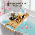 1Pc Bathtub Caddy Tray Crafted Bamboo Bath Tray Table Extendable Reading Rack Tablet Phone Holder Wine Glass Holder Shelf Desk Bathroom Spa - Image 7