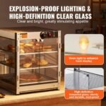 3-Tier Commercial Food Warmer Display Countertop Pizza Cabinet With Light - Image 3