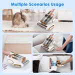 1Pc Mattress Vacuum Cleaner 16Kpa Bed Vacuum Cleaner Handheld Vacuums With Ultrasonic And UVC Light 18000 RPM Brushroll Rotation Dual Dust Bins Washable Filters For Bed Pillows Cribs Sofa - Image 5