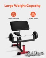 Preacher Curl Bench, Strength Training Biceps Machine, Max Load 440 LBS Home Gym Equipment, Seated Arm Isolated Barbell Dumbbell Bicep Station, Adjustable Weight Benches For Home Gym - Image 3