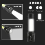 2Pcs Mini Zoomable LED Flashlight USB RechargeableCamping Hiking Flashlight Work light - Image 2