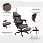 Racing Gaming Chair Diamond PU Leather Office Gamer Chair High Back Swivel Recliner with Footrest, Lumbar Support, Adjustable Height, Brown - Image 8