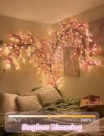 Cherry LED Tree Branch Lights For Wall, Cherry Blossom Willow Vine Twig Decor Garland With 144 LED Lights And Remote,8 Lighting Modes,Christmas Decorations Indoor For Home Wall Door Window - Image 8