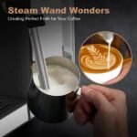 Geek Chef Espresso Machine, Cappuccino & Latte Machine With ESE POD Filter & Milk Frother Steam Wand, Accurate Temperature & Time Control, Compact Coffee Machine For Home,Stainless Steel - Image 2