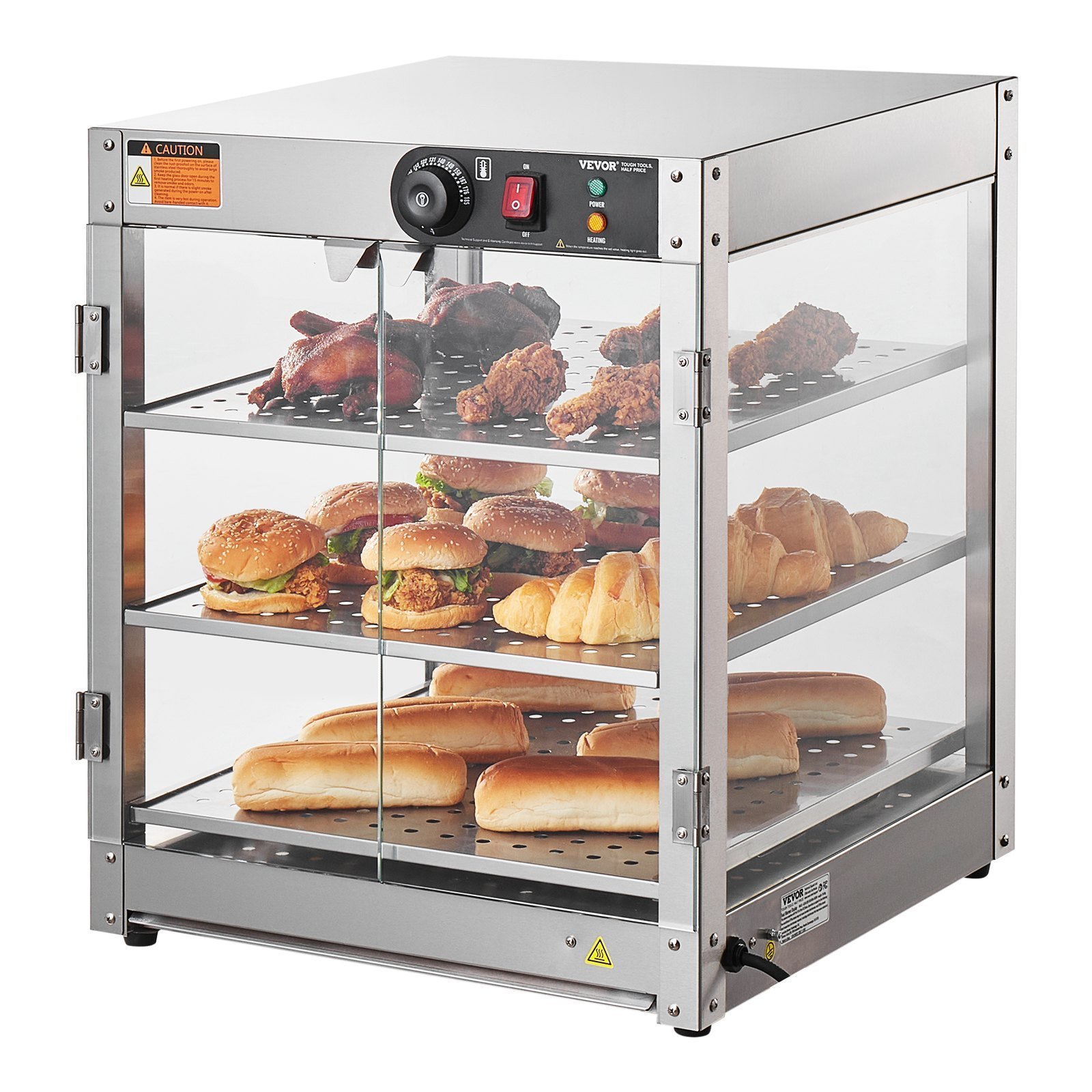 3bda04ce-879b-4cce-bad9-90da2bf1b10b.jpg 3-Tier Commercial Food Warmer Display Countertop Pizza Cabinet With Light - Image 1