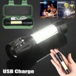 2Pcs Mini Zoomable LED Flashlight USB RechargeableCamping Hiking Flashlight Work light - Image 4