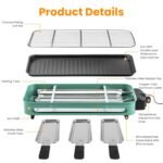 1Pc 2000W Electric Indoor Grill For Food Preparation Family Gathering 2 In 1 Electric BBQ Gill With Grill Net Removable Plate 5 Temperature Control 3 Small Trays Dishwasher Safe - Image 5