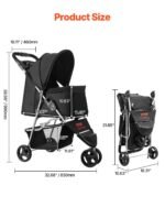 Pet Stroller Foldable 3 Wheels Dog Stroller With Brake Up To 35lbs Travel Camp - Image 5