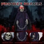 6ft Halloween Decorations Outdoor Life Size Animatronics Grim Reaper With Chain, Sound-Actived Party Decor With Creepy Sound , Scary Haunted House Props For Garden Yard Lawn - Image 5
