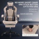 Gaming Chair With Massage,Ergonomic PC Gaming Chair With Footrest Comfortable Headrest And Lumbar Support,High Back PVC Leather,300LBS Grey - Image 4
