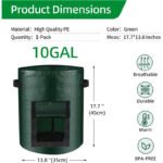 10 Gallon -6 Pack Potato Grow Bags, Heavy Duty PE Fabric Pots With Flap And Handles, Green Planter Bags For Potato Vegetables Outdoor Garden, For All Plants Growing - Image 8