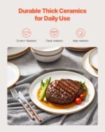 18 PCS Dinnerware Set Ceramic Plates And Bowls Sets Service For 6 White - Image 3