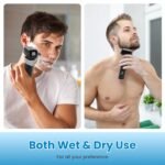 Electric Foil Face Shaver 5-Blade Electric Razor For Men Wet & Dry Jawline Beard Trimmer Precision Sideburn Shavers IPX6 Waterproof With LED Display Cleaning Brushes - Image 6
