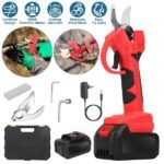 21V Electric Pruning Shears Cordless Tree Pruner Branch Cutter Gardening Scissors With 2 Pack Rechargeable Battery & Replacement Blade Set Red - Image 4