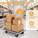 660LBS Capacity Folding Platform Hand Truck, Heavy-Duty Metal Push Cart With Non-Slip Platform - Image 5