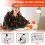1Pc  59x31in USB Heated Blanket Electric Heated Blanket Heated Poncho Shawl Wrap Throw With Zipper Washable For Home Office No Power Bank Compatible With CJCD2415461 - Image 9