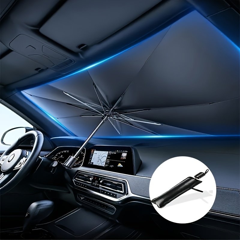 5eef20a8-6616-4a17-b29b-7ee781481c2f.jpg UPF50-Sunshade-UPF50- Compact Roll-Up Sunshade For Front Window - Heat Insulation And UV Protection, Easy-to-Use Auto Interior Accessory, Fits Most Vehicles, Sun Protection Curtain, Sleek Black Umb - Image 1