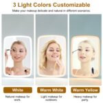 1Pc 5.98x8.62in Lighted Makeup Mirror Vanity Desk Mirror Small LED Mirror With 3 Light Colors Touch Screen Brightness Adjustable USB Rechargeable - Image 8