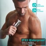 1Set All In One Beard Trimmer For Men Father's Day Gift With 5 Trimmer Heads IPX5 Waterproof Electric Razor For Face Nose Body Beard Cordless Hair Shaver Clipper Grooming Kit For Men Husband Father - Image 3