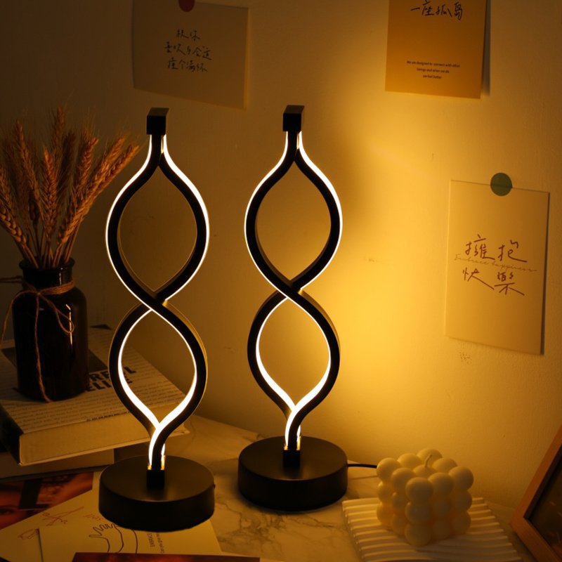 66b8e605-a59a-4c1a-8af6-3b601a7c9205.jpg 2Pcs Modern Wave-Shaped USB Desk Lamp With 3-Color Dimmable Lighting For Bedroom - Image 1