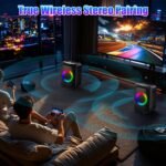 1Pc Portable Wireless Party Speaker With LED Light 2 Wireless Mics Remote Control TWS Music Accompany Mic. Priority Bass Echo Mic Treble Guitar In - Image 9