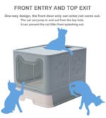 Cat Litter Box Front Entry Enclosed Extra Large Litter Box With Litter Catching Lid And Scoop For Big Cats Kitty - Image 5