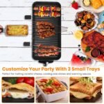 1Pc 2000W Electric Indoor Grill For Food Preparation Family Gathering 2 In 1 Electric BBQ Gill With Grill Net Removable Plate 5 Temperature Control 3 Small Trays Dishwasher Safe - Image 3