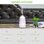 100ml Ultrasonic Aromatherapy Diffuser, Essential Oils Humidifier with Ceramic Cover, 7 Colors LED Lights, Timer, Waterless Auto-off for Home and Office, White - Image 7
