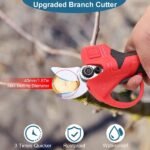 21V Electric Pruning Shears Cordless Tree Pruner Branch Cutter Gardening Scissors With 2 Pack Rechargeable Battery & Replacement Blade Set Red - Image 7