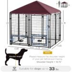 Outdoor Kennel With Rotating Bowl Rack, Walk-in Pet Playpen, Welded Wire Steel Dog Pen, With Waterproof And UV Resistant Awning - Image 3