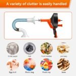 2-in-1 Hand & Electric Power Drum Auger Snake, Heavy-Duty 25FT Drain Cleaner For Sink, Toilet, Shower, Bathtub, Orange - Image 5