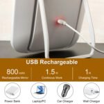 1Pc 5.98x8.62in Lighted Makeup Mirror Vanity Desk Mirror Small LED Mirror With 3 Light Colors Touch Screen Brightness Adjustable USB Rechargeable - Image 7