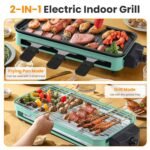 1Pc 2000W Electric Indoor Grill For Food Preparation Family Gathering 2 In 1 Electric BBQ Gill With Grill Net Removable Plate 5 Temperature Control 3 Small Trays Dishwasher Safe - Image 8