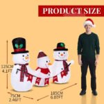 6.2FT Lighted Christmas Inflatable Decoration, Inflatable Snowman Family With Bunting, Funny Blow Up Yard Decorations With Built-in LED Lights For Holiday Party Front Yard Lawn Garden Decor - Image 7