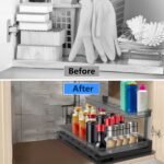 1Pc 2Tier Pull Out Under Sink Organizer Cabinet Organizer With Sliding Drawer Tray L Shaped Slide Out Storage Shelves For Bathroom Kitchen Cabinet - Image 6