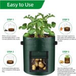 10 Gallon -6 Pack Potato Grow Bags, Heavy Duty PE Fabric Pots With Flap And Handles, Green Planter Bags For Potato Vegetables Outdoor Garden, For All Plants Growing - Image 2