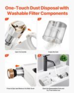 Mattress Vacuum Cleaner, 550W Bed Vacuum Cleaner With 18Kpa Powerful Suction And Dual Dust Bin, HEPA Filter & Heating, Ultrasound Tech & Cleaning Lights, Handheld For Bed, Sofa, Corded, White - Image 4