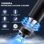 Brushless Car Vacuum Cleaner, 15000Pa, Cordless, 2 Speeds, Type-C Fast Charging, Handheld Car Home Portable Handheld Vacuum Cleaner - Image 5