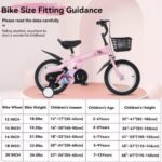 FKZNPJ 16 Inch Sporty Kids Bike With Training Wheels And Stand Adjustable Saddle Suitable For Boys And Girls Aged 4-8 Years Tall Height 41-53 Inches Available In A Variety Of Colors - Image 5