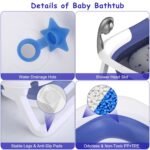 1Pc Baby Bath Tub With Thermometer Collapsible Travel Friendly 0 To 24Months Baby Bathtub With Drain Hole For Newborn Infant Toddler Odorless Toxic Free Foldable Bathtub - Image 3