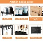 1Pc  2-Tier Dish Drying Rack For Kitchen Counter Space Saving Rustproof Dish Rack With Drainboard Detachable Kitchen Drainer Organizer Set With Utensil Holder Bowl Rack Dish Rack Chopping Board Rack - Image 4