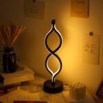 2Pcs Modern Wave-Shaped USB Desk Lamp With 3-Color Dimmable Lighting For Bedroom - Image 2