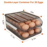 Egg Container Holder For Refrigerator Double Layer Egg Storage Box With Lid Automatic Rolling Egg Box Organizer Bin Tray Rack 36 Eggs - Image 3
