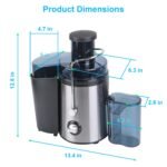 1Pc Centrifugal Juicer Juice Extractor With 2 Speeds 2.6in Wide Feed Chute 17Oz Juicer Cup 54Oz Pulp Collector Electric Juicer For Fruits Vegetables - Image 8