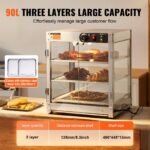 3-Tier Commercial Food Warmer Display Countertop Pizza Cabinet With Light - Image 5
